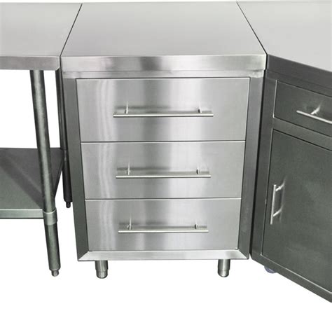 stainless steel 3 drawer base cabinet wheels|stainless steel kitchen rolling cabinets.